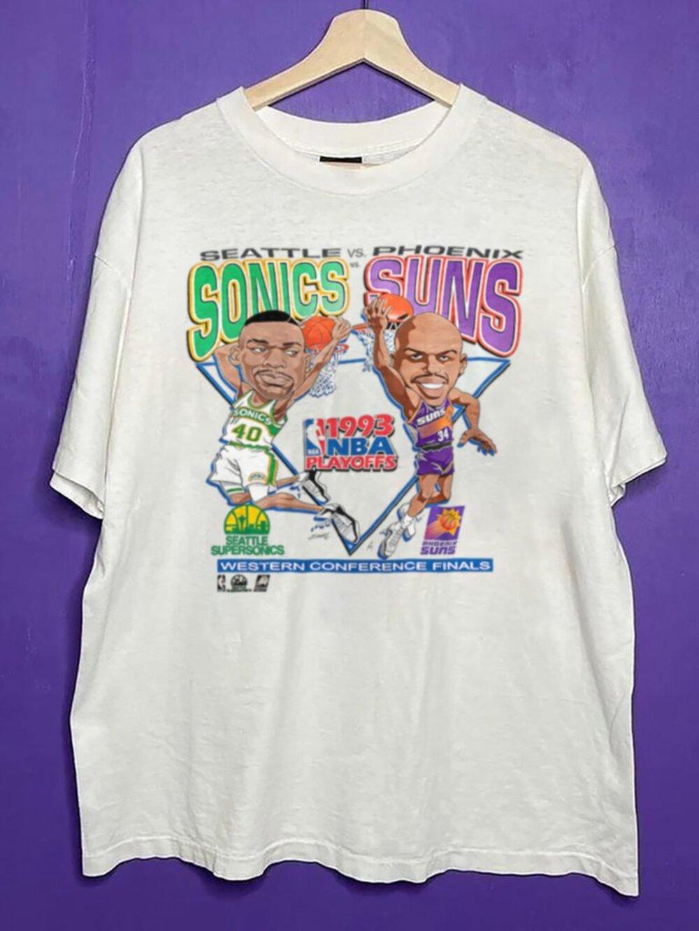 1993 Western Finals Auto Seattle Sonics VS Phoenix Suns Shirt, Basketball Shirt